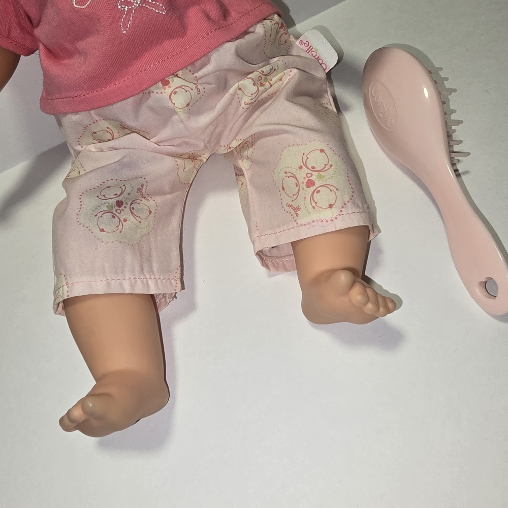 14" Corelle Pink Baby Doll with Brown Eye/Hair & Brush - Picture 4 of 16